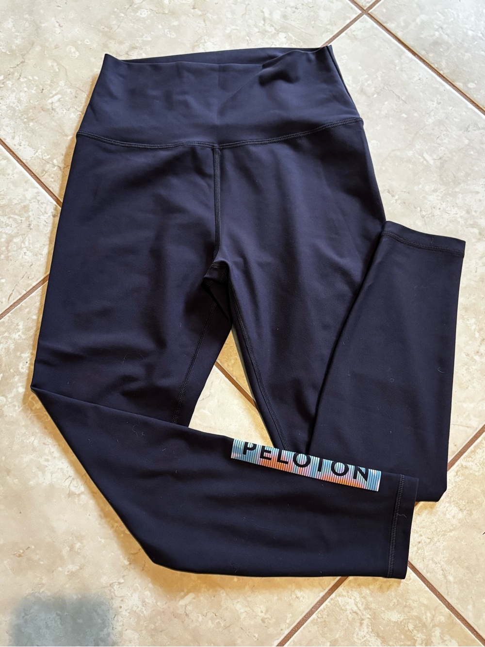Peloton Blue High-Waist Performance Leggings with Logo Stripe